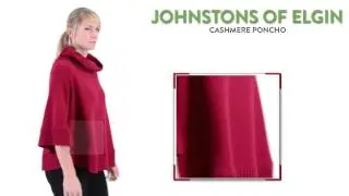Johnstons of Elgin Cashmere Poncho - Cowl Neck, 3/4 Sleeve (For Women)