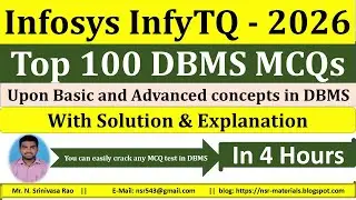 Top 100 DBMS MCQs with Solution and Explanation for InfyTQ 2023 Exam | InfyTQ DBMS MCQs 2023