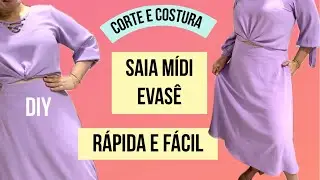 COSTURE SAIA MIDI EVASÊ  CORTE E COSTURA FÁCIL #passoapasso #costurafácil #costurando #saias #diy