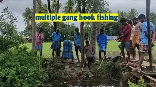 incredible big katla fish hunting in  multiple hook fishing method at small bridge |#fishing |