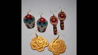 Handmade Day of the Dead Earrings, Polymer Clay 3D Jewelry Designs, Unique Holiday Earrings