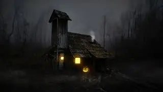 10 Hours Halloween Haunted Rain | Jack-O’-Lantern Cabin in Dark Woods | Relaxing Rain ASMR