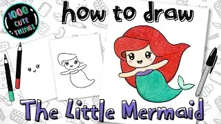 HOW to DRAW ARIEL The Little Mermaid (super easy and cute).