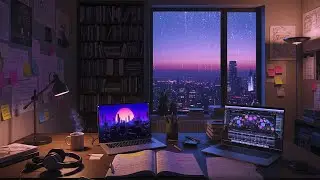 Night Study Room 🌙 Rain Outside, Coffee Inside and Soft Lofi for Focus