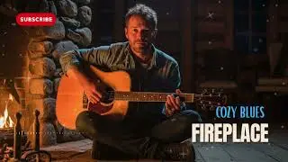 Relaxing Blues Instrumental – Fireplace Cabin Night 🔥 Cozy Rustic Feeling