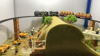 Lego Dam Breach Experiment - broken water pipe, The train track collapsed