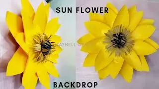 How to Make SUNFLOWER Backdrop|| Easy Paper Flower Craft|| Wall D&eacute;cor