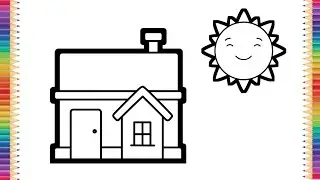 How To Draw Sun | Smiling Sun Drawing Very Easy | House Drawing Tutorial | Draw House In Simple Way