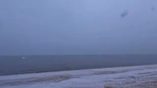 Early April Heavy Snow Falling Lake Michigan