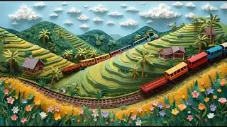 Indonesia countryside scene with the trains in paper art style 🪄 #ai #aiart #aiartworks 