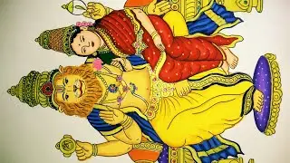 How to draw and paint beautiful painting of lord Narashima (lord Vishnu avatar)