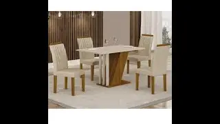 Como montar Conjunto Sala de Jantar com 4 Cadeiras Miami Freijo/OffWhite/Palha - YesCasa