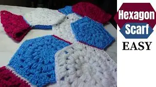 How to Crochet Hexagon Scarf | EASY Hexagon Scarf Tutorial + Border!