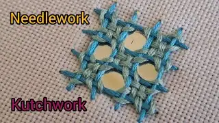 needlework, kutchwork with simple scaffolding, designed by mirror