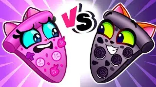 🖤 Pink vs Black 💗 Pizza Yummy Kids Cartoons by Purr-Purr Tails 🐾