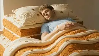 27 minutes Bed from cake ASMR relaxation video google veo3 Ai satisfying relaxing sleep 