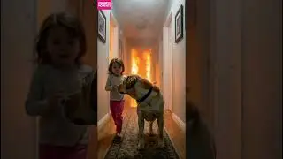 Kindness 🐶 Dog's Brave Rescue Saves Child from Fire #kindness #doghero #shorts