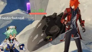 Geo slime targets Red Dead of Night Diluc... (Genshin Impact)