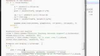 Python-Pygame Lesson: My Grapher (pt 7) system exit, reset, + plotting intercept