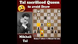 Albero vs Tal 1961 | Mikhail Tal sacrificed Queen to avoid draw