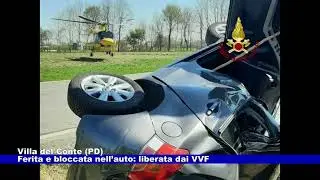 Villa del Conte (PD). Ferita e bloccata nell'auto: salvata dai VVF 11.04.2022