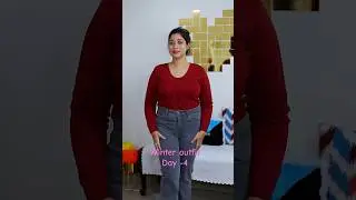 Day-4 winter outfit, styling red cardigan #shorts #youtubeshorts #viral #winteroutfit #winterstyling