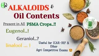 Major alkaloids & Oil contents in Plantation, Spices, Medicinal & Aromatic crops.