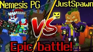 Pixel gun 3d. Nemesis PG VS JustSpawn. Christmas set VS halloween set. Epic battle!
