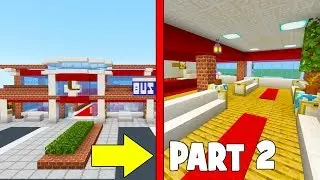 Minecraft Tutorial: How To Make A Modern Bus Station Part 2 