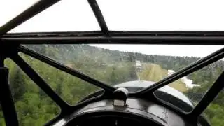 FLYING Vintage Airplanes - Waco Biplane -  LANDING at Vashon Island Airport