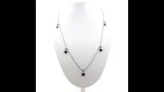 Collier 5 perles H&eacute;matite forme coeur 5 mm chaine en acier inoxydable. Fabriqu&eacute; en France