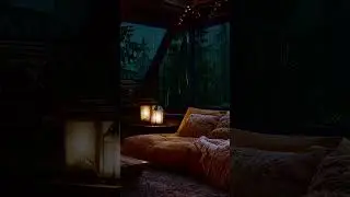 4K Fireplace & Rain Sounds in a Dark Wooden Cabin #relax #rain #rainsounds