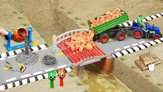 DIY Mini Metal Bridge Construction &ndash; Tractor, Cement & Tools Build Raised Home
