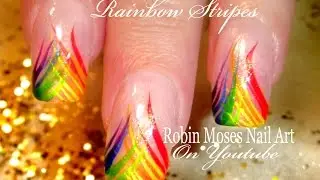 Easy Rainbow Stripe Nail Art Design Tutorial