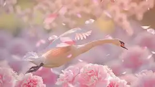 Pink Swan Flying Over Peony Garden &ndash; Calming Loop for Meditation & Focus