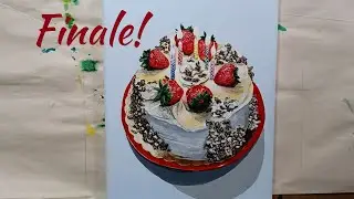 Acrylic painting - Birthday Cake (Part 8) #AcrylicPainting #ArtStudio #Relaxation #PaintingProcess