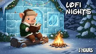 Cozy Christmas Lofi 🎄 Cute Pig Reading by the Fireplace | 3 Hours Relaxing Ambience