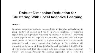 Robust Dimension Reduction for Clustering With Local Adaptive Learning