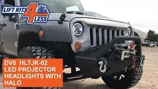 DV8 Offroad HL-2 Jeep Wrangler 2007-2017 LED Projector Headlights w/ Halo