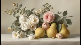 Floral & Fruit Art Frame TV | Soft Pastel Still Life Painting | Relaxing 1 Hour Video