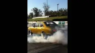 Mazda RX2 @ Willowbank. Wild wheelstand launch 13B Turbo E85