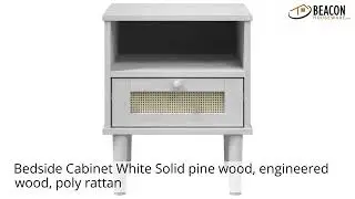 Bedside Cabinet White Solid pine wood engineered wood poly rattan