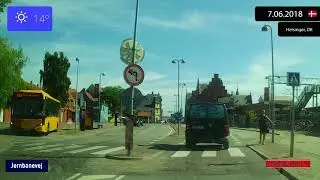 Driving through Helsing&oslash;r (Denmark) from M&oslash;rdrup to Centrum 7.06.2018 Timelapse x4