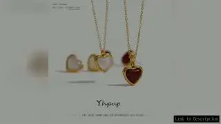 Yhpup Stainless Steel Heart Pendant Necklace Chain Jewelry Temperament Natural Stone Agate Collar Wo