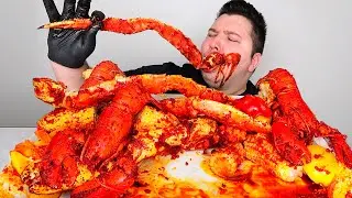 Massive King Crab Legs Seafood Boil • MUKBANG