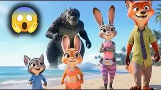 Ocean Adventure Cartoon Zootopia 2 | Nick & Judy&rsquo;s Sea Rescue Their Babies From Godzilla (Fan-Made)