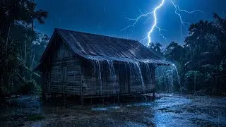 Goodbye Stress with Heavy Rain & Thunder on a Tin Roof at Night — Deep Sleep & Relaxing White Noise 