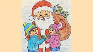 Santa with kids drawing❄️😊❤️🎅 #santa #drawing #winterdrawing #sketch #art #santaclaus #christmas 