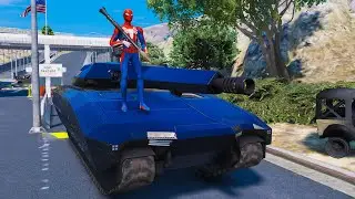 Spider-Man Steals a Tank?! | Epic Battle Hijack!🍺💥  #gta5 #spiderman