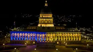 Utah State Capitol in Ukraine Flag Colors #StandWithUkraine